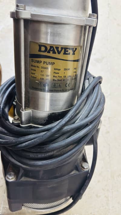 Davey Submersible Sump Pump / Drainage Pump D53A/B (1.1 HP)