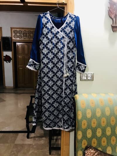 Raw silk Navi Blue Dress