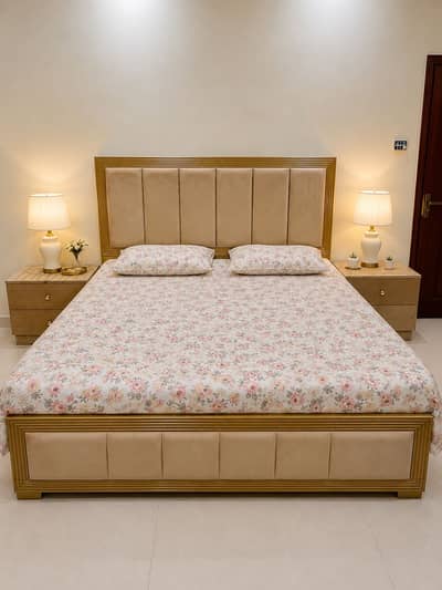 Queen Size bed with side tables and mattress