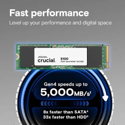 Crucial E100 1TB M. 2 NVMe PCIe Gen4