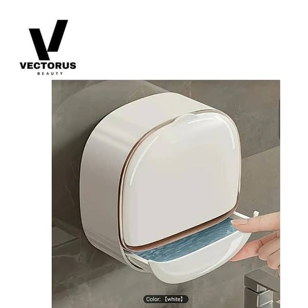 Soap Dish White & Mint Green Adhesive / No-Drill Wall-Mounted Soap Dish Holder, Premium Soap Box with lid, Non Drilled Wall mounted drainage soap tray, storage rack for home bathroom, bathroom accessories