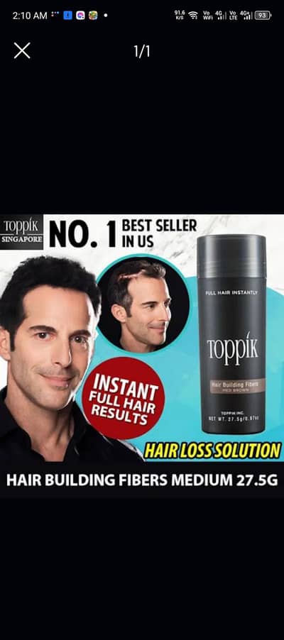 toppik Hair Building Fiber Fuller Looking Hair for Men