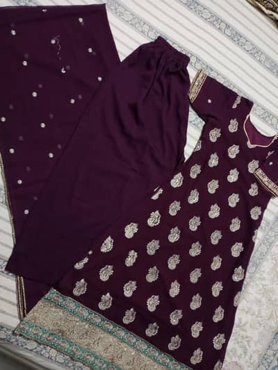 Royal Plum Paisley Embroidered 3-Piece Formal Suit