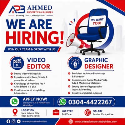Hiring Video Editor & Graphic Designer