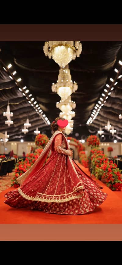 Regal Red Pishwas with Lehenga