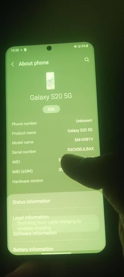 Samsung S20 8/128 water damage read add then contact