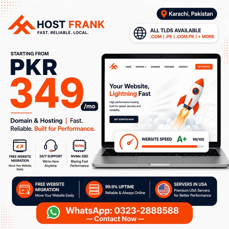 Domain Hosting + Website Development Karachi | WordPress & Graphics 0