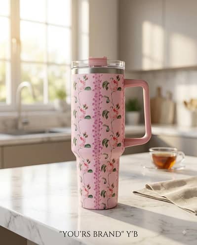  Premium Pink Floral Thermal Jug / Vacuum Flask – New