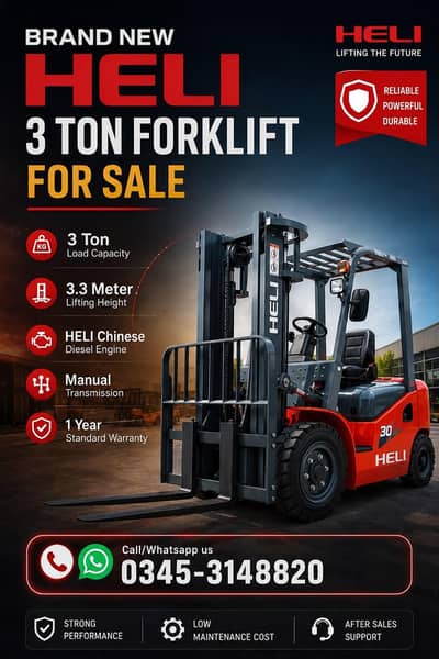 HELI 3 Ton Brand New Forklifts for Sale in Karachi, Lifters for Sale