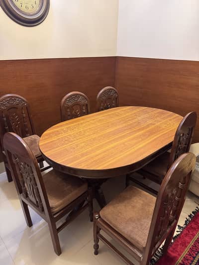 ANTIQUE STYLE WOOD TOP 6 SEATER DINING TABLE USED