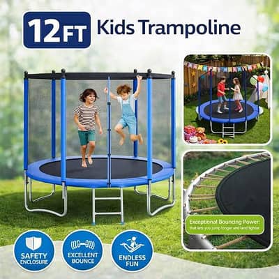 Box Pack Imported 12 Feet kids jumoing trampoline with safty Net