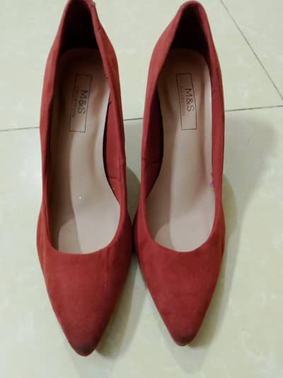 M&S Collection Red Suede Heels  size4 UK– Rs 3,000