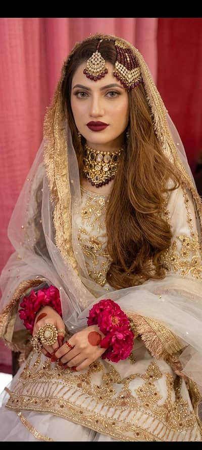 Nikkah dress gold and off white