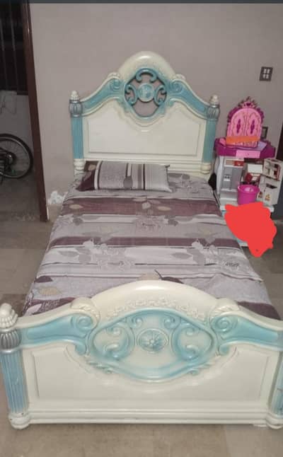 Single bed With mattress, wardrobe, divider n iron stand