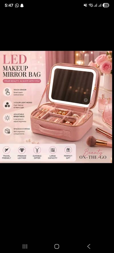 led mirror makeup box for travel