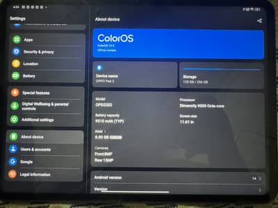 OPPO PAD 2 8GB/256GB | DIMENSITY 9000 | PUBG 120FPS | LIKE NEW