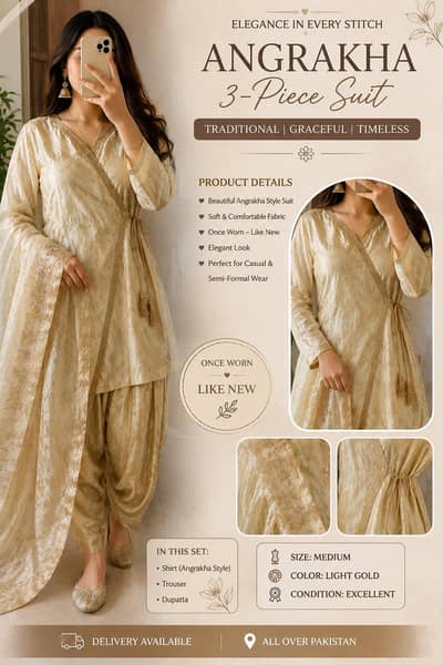 Ladies Angrakha 3-Piece Suit – Once Worn