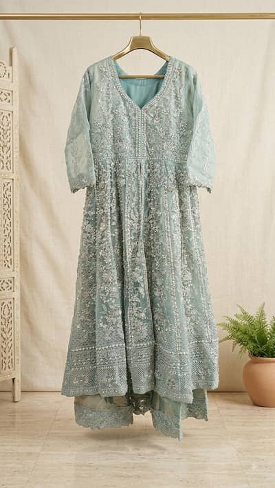 Mint Green Heavy Engagement Maxi Dress with Matching Jewelry & Clutch