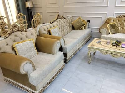 Premium Luxury Carved Solid Wood Sofa Set – Slightly Used