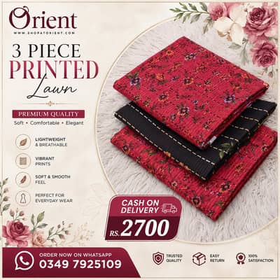Orient Brand | 3 PIECE | Printed Lawn