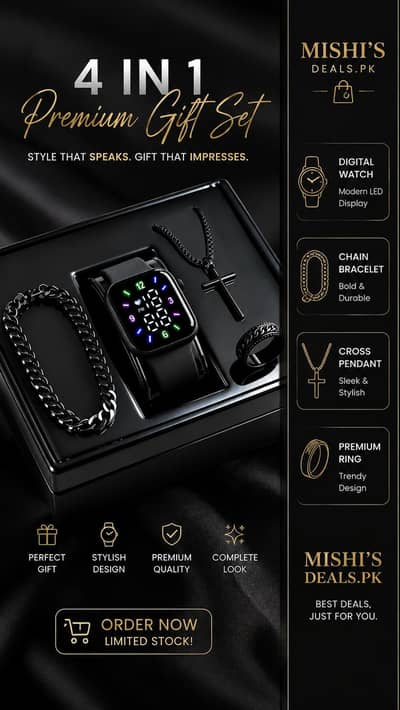 4pcs men's led watch gift set