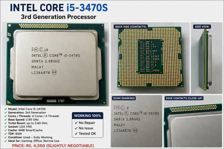 Intel Core i5-3470S 3rd Gen Processor – 2.90GHz