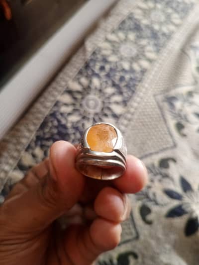 Original Chandi Ring with Pukhraj Stone