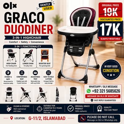 Graco Duodiner 3-in-1 High Chair | Gently Used | kids high chair