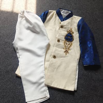 sharwani with khoossa and 3 piece suite for 2 years