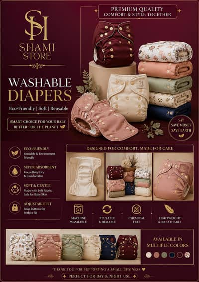 Premium Washable Baby Diapers | Reusable & Comfortable | SHAMI STORE