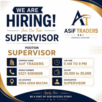 Supervisor Required in Multan | Supervisor Jobs in Dera Adda