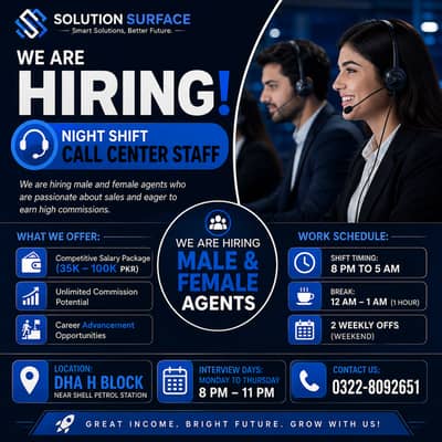 Call Center Jobs | Male & Female Staff | Jobs in Lahore