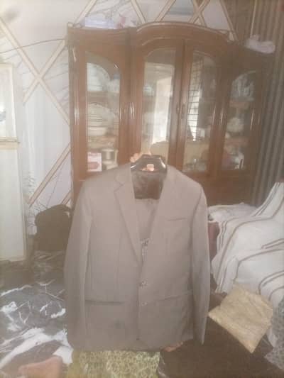 3 Piece Dark Grey Men's Suit - Coat Pant Waistcoat - Size 38 - Sialkot