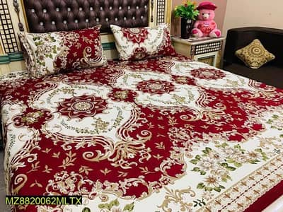 Crystal cotton Double bed sheet Set Red cream Floral 90×95