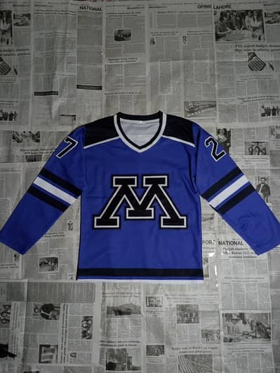 Thrifted Blue baseball jersey.