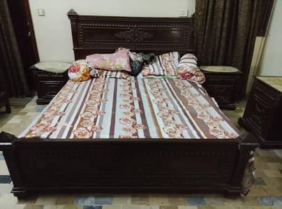 MASTER BED FULL BEDROOM SET SHEESHAM WOOD