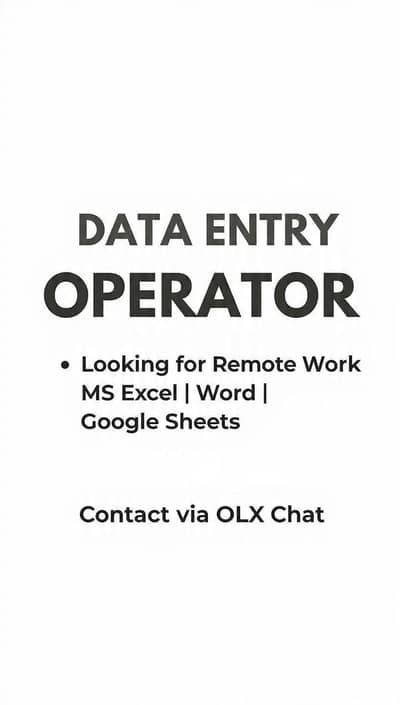 Data Entry Operator - Looking for Remote Work