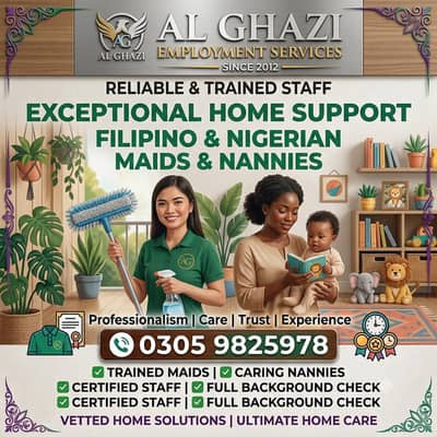 Filipino / Nigerian / Babysitter / Chef / Patient care Available