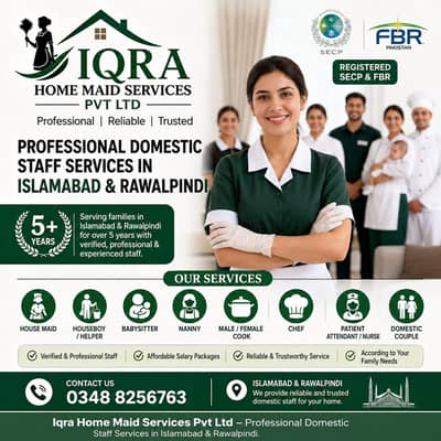 House Maid / Baby Sitter / Nurse Job / Domestic Staff Required