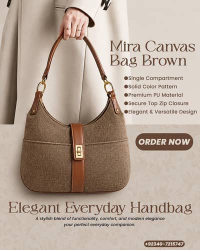 Mira Canvas Bag Brwon Branded