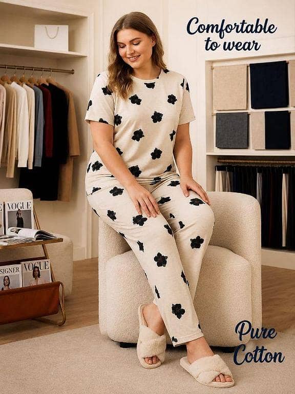 Premium Soft Cotton Night Suit for Women - Breathable Pajama Set for Girls and Women