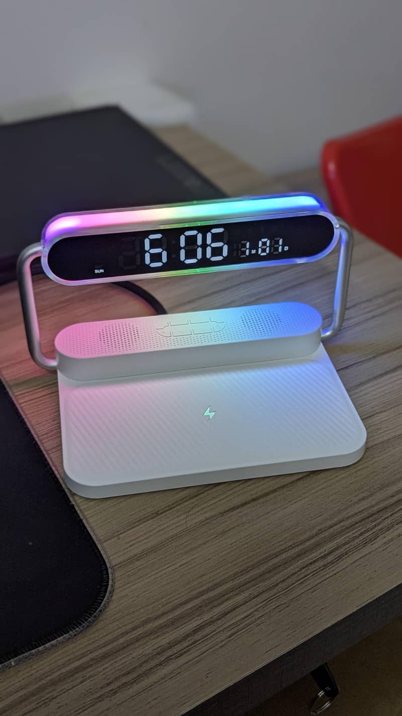 Multi-function Bluetooth Speaker, Lamp, Alarm Clock, Wireless Charging 0