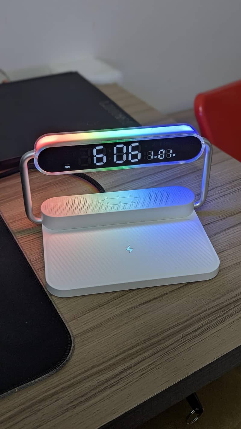 Multi-function Bluetooth Speaker, Lamp, Alarm Clock, Wireless Charging 2