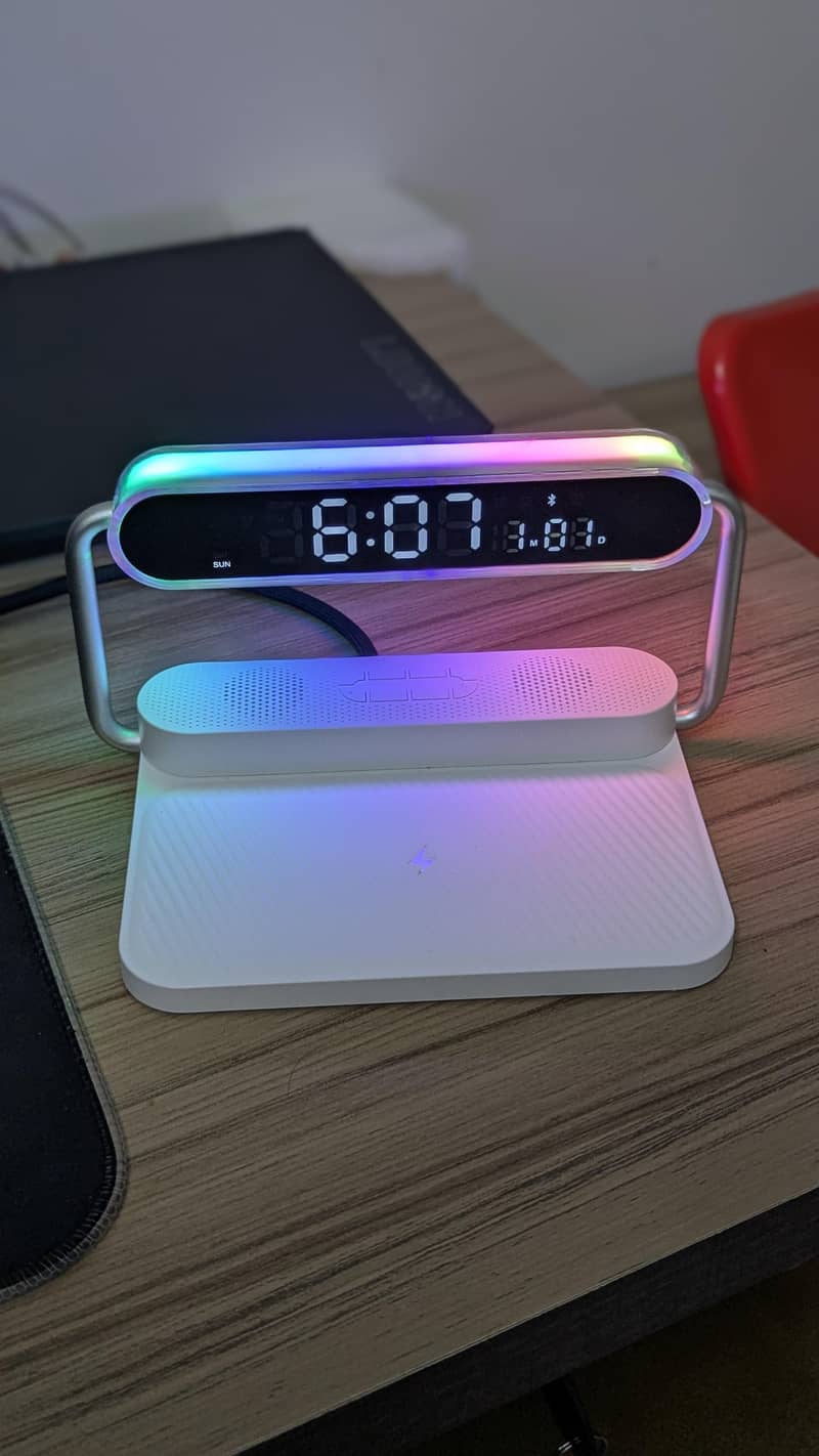 Multi-function Bluetooth Speaker, Lamp, Alarm Clock, Wireless Charging 4