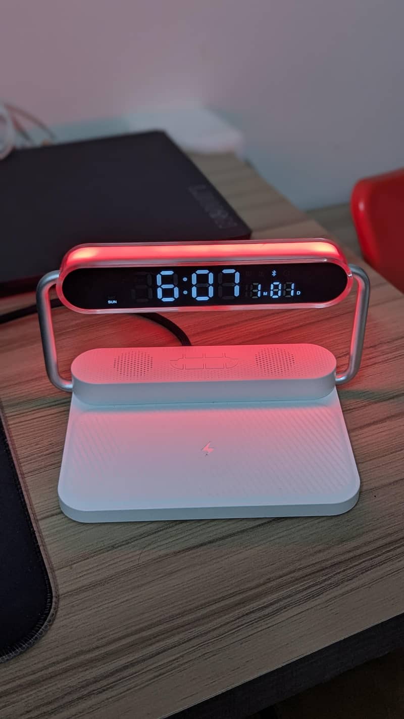 Multi-function Bluetooth Speaker, Lamp, Alarm Clock, Wireless Charging 8