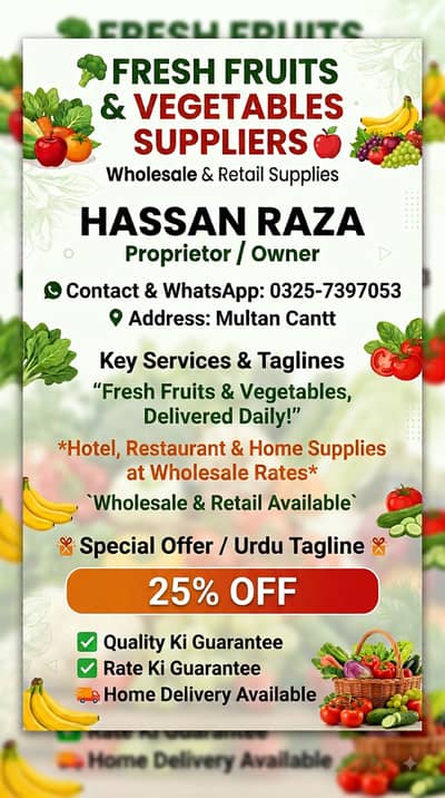 Vegetables and fruits supplies