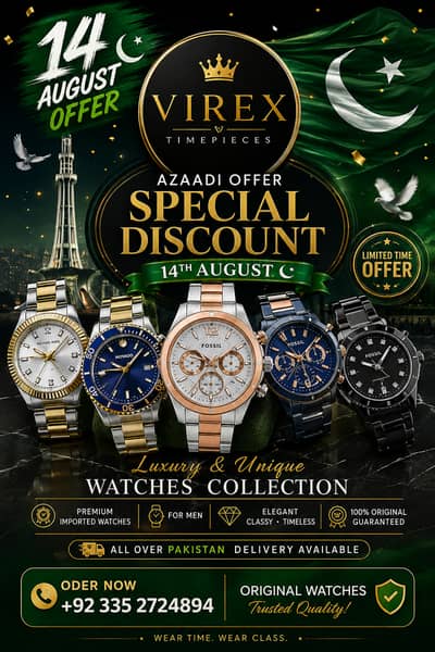 VIREX TIMEPIECES | 14 August Azadi Offer – Special Discount on Luxury
