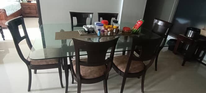 Dinning  table 6 and 4 seater ,  wooden standing lamps, computer table