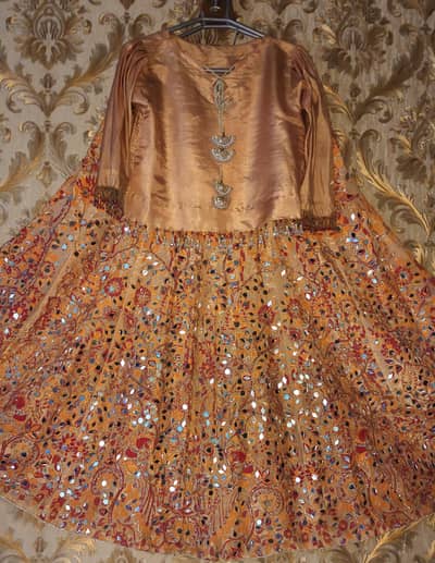 Indian Mirror work lehenga with hand made Kurti fabric measuri