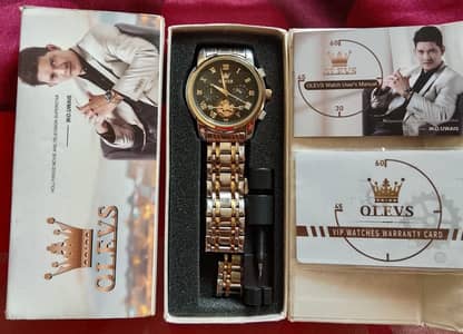 OLEVS Luxury men's chronograph Watch Dual tone stainless steel